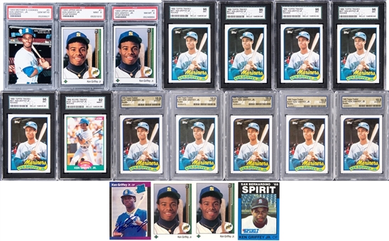 1989 Assorted Ken Griffey Jr Rookie Card Collection (18) Including Signed Card & (4) Upper Deck Rookies